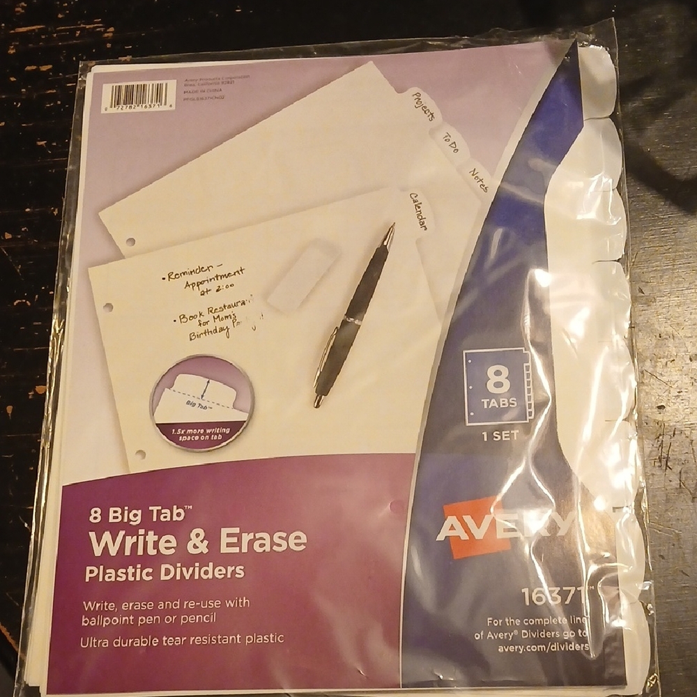 Avery Purple and White Write & Erase Dividers